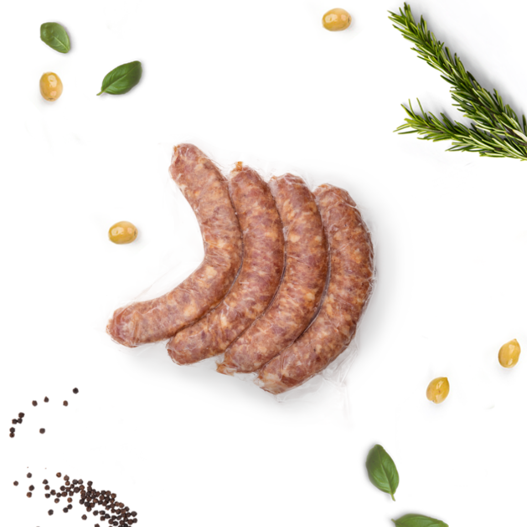 A pack of grass fed sausages from NIKU Farms meat subscription box.