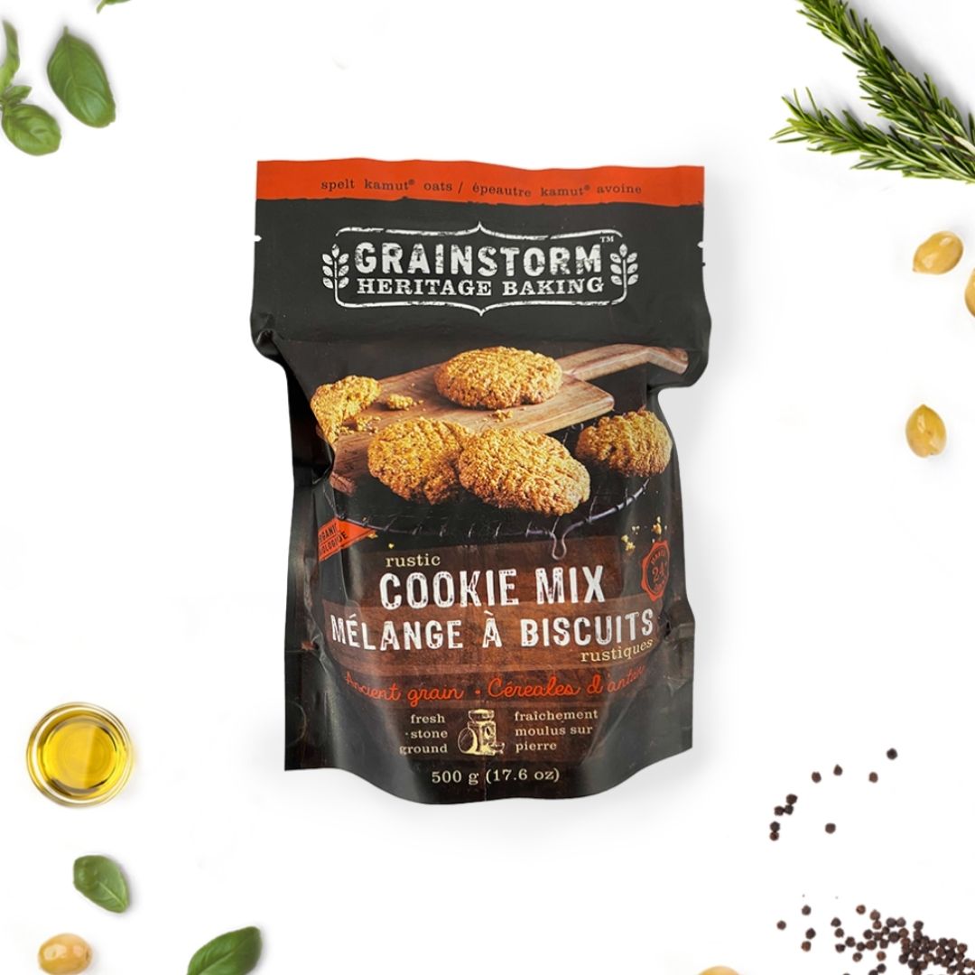 A package of Grainstorm Heritage Baking cookie mix.
